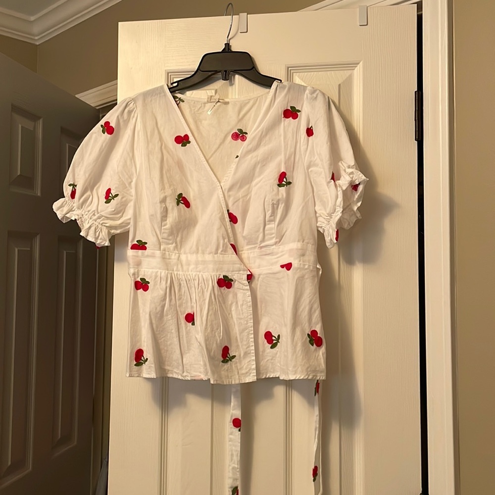 Cherry tie blouse